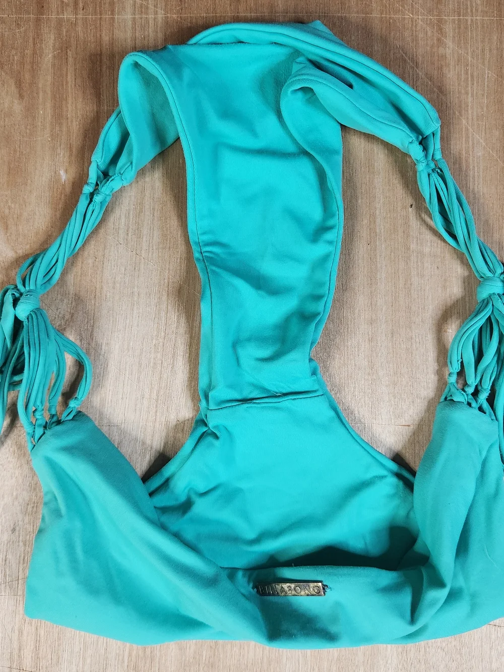 Billabong Womens Turquoise Bikini Bottom with Side Fringe Ties Size L
